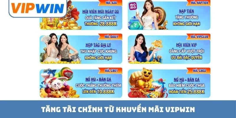 Tăng tài chính từ khuyến mãi VIPWIN